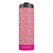 Niedlich Kawaii lächelnd Avocado Muster Personalis Thermosbecher (Vorderseite)