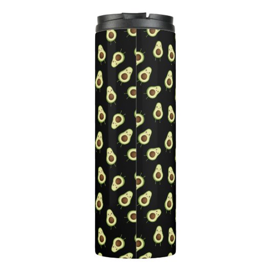 Niedlich Kawaii lächelnd Avocado Pattern Thermosbecher (Rückseite)