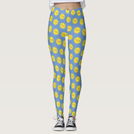 Niedlich Kawaii lächelnd Sonnenmuster Leggings