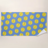 Niedlich Kawaii lächelnd Sonnenmuster Strandtuch (Vorderseite)