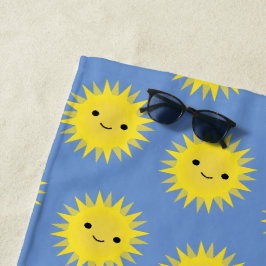 Niedlich Kawaii lächelnd Sonnenmuster Strandtuch