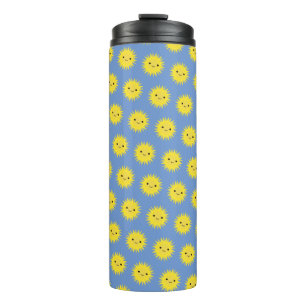 Niedlich Kawaii lächelnd Sonnenmuster Thermosbecher