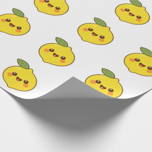 Niedlich Kawaii Lemon Geschenkpapier (Ecke)