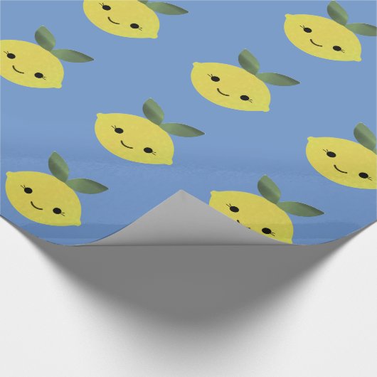Niedlich Kawaii Lemon Geschenkpapier (Ecke)