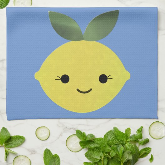 Niedlich Kawaii Lemon Geschirrtuch (Gefaltet)