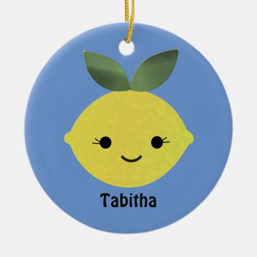 Niedlich Kawaii Lemon Keramik Ornament (Vorne)