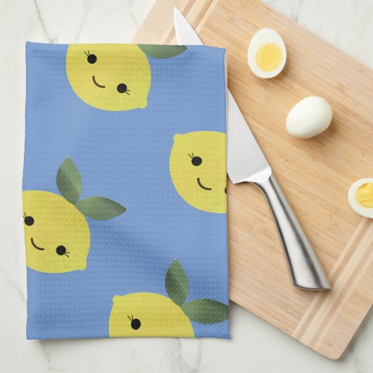 Niedlich Kawaii Lemon Muster Geschirrtuch (Viertel Falte)