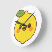 Niedlich Kawaii Lemon Runde Wanduhr (Winkel)