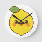 Niedlich Kawaii Lemon Runde Wanduhr (Vorderseite)