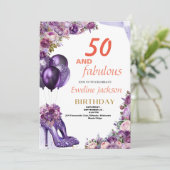 Niedlich Kawaii Lila Geburtstag Einladung (Stehend Vorderseite)