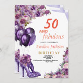 Niedlich Kawaii Lila Geburtstag Einladung (Vorne/Hinten)