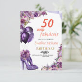 Niedlich Kawaii Lila Geburtstag Einladung (Stehend Vorderseite)