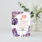 Niedlich Kawaii Lila Geburtstag Einladungspostkarte (Stehend Vorderseite)