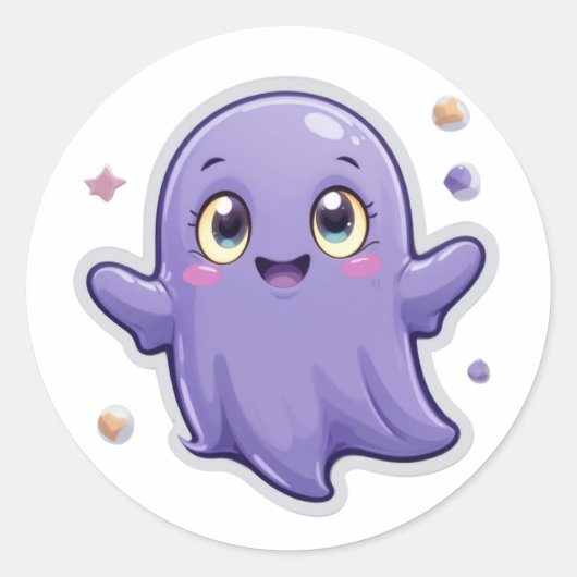 Niedlich Kawaii Lila Ghost Sticker - Happy Hallowe (Vorderseite)