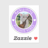 Niedlich Kawaii Lila Pawsitive Plushie Vibes Foto Aufkleber (Blatt)