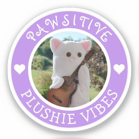 Niedlich Kawaii Lila Pawsitive Plushie Vibes Foto Aufkleber (Vorderseite)
