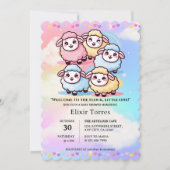 Niedlich Kawaii Little Lamb Baby Dusche Einladung (Vorderseite)