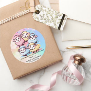 Niedlich Kawaii Little Lamb Baby Dusche Runder Aufkleber