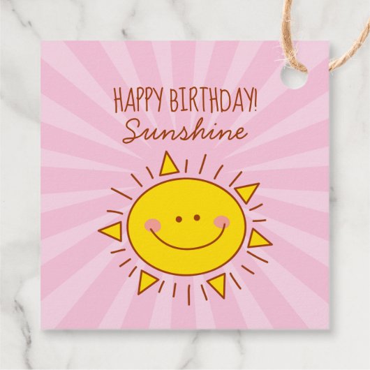 Niedlich Kawaii Little Sunshine Pink Happy Birthda Geschenkanhänger (Rückseite)
