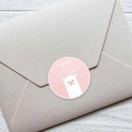 Niedlich Kawaii Llama Alpaca Elegantes Rosa Danke Runder Aufkleber