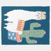 Niedlich Kawaii Llama und Kaktus Illustration Fleecedecke (Vorderseite (Horizontal))