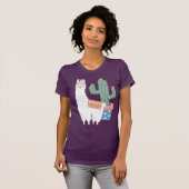 Niedlich Kawaii Llama und Kaktus Illustration T-Shirt (Vorne ganz)