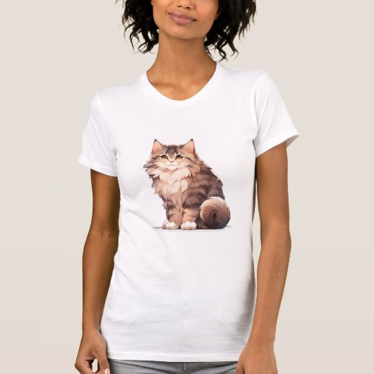 Niedlich Kawaii Maine Coon Big Cat T-Shirt (Vorderseite)