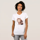Niedlich Kawaii Maine Coon Big Cat T-Shirt (Vorne ganz)