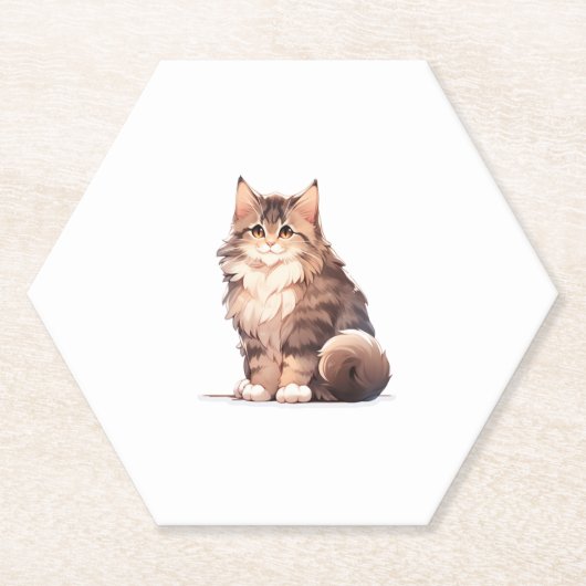 Niedlich Kawaii Maine Coon Big Cat Untersetzer (Vorderseite)