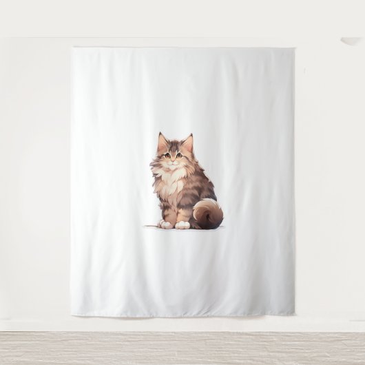 Niedlich Kawaii Maine Coon Big Cat Wandteppich (Vorderseite)