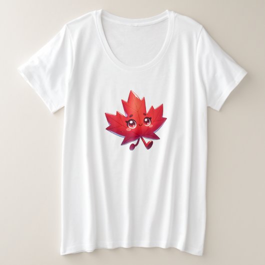 Niedlich Kawaii Maple Leaf | Elbows Up Canada Große Größe T-Shirt (Design vorne)