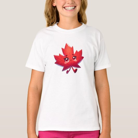 Niedlich Kawaii Maple Leaf | Kanada T-Shirt (Vorderseite)