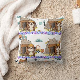 Niedlich Kawaii Miner Animal Gopher Modern Print Kissen