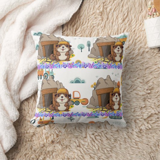Niedlich Kawaii Miner Animal Gopher Modern Print Kissen (Decke)