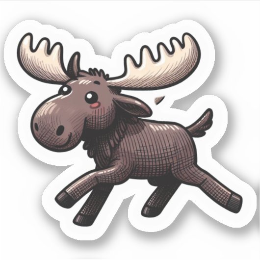 Niedlich Kawaii Moose Aufkleber (Vorderseite)