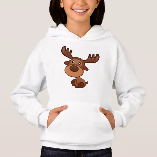 Niedlich Kawaii Moose Elk Deer Funny Alaska Moose Hoodie (Vorderseite)