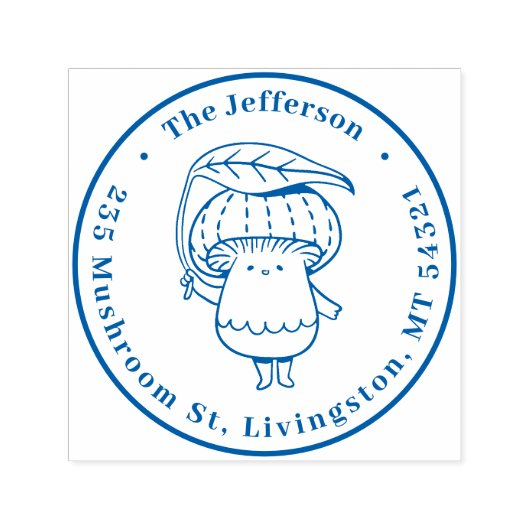 Niedlich Kawaii Mushroom Individuelle Name Rücksen Permastempel (Design)