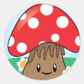Niedlich Kawaii Mushroom Runder Aufkleber (Vorderseite)