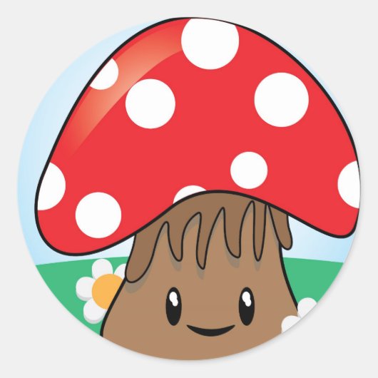 Niedlich Kawaii Mushroom Runder Aufkleber (Vorderseite)