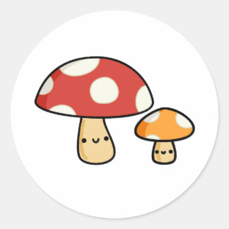 Niedlich Kawaii Mushroom Runder Aufkleber