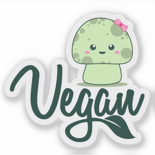 Niedlich Kawaii Mushroom Vegan Aufkleber (Vorderseite)
