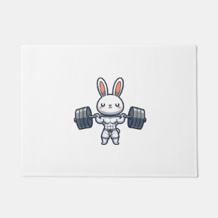 Niedlich Kawaii Muskuläre Kaninchen Weightlift Fun Fußmatte