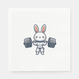 Niedlich Kawaii Muskuläre Kaninchen Weightlift Fun Serviette