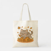 Niedlich Kawaii Naughty Kitty Cat Herbst Tragetasche (Rückseite)
