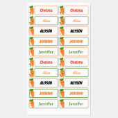 Niedlich Kawaii Orange Carrots Rectangle Kids Name Etiketten (Blatt)