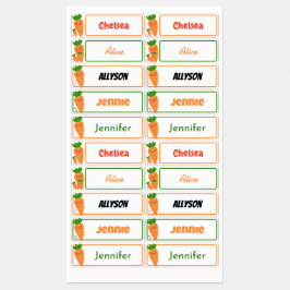 Niedlich Kawaii Orange Carrots Rectangle Kids Name Etiketten
