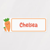Niedlich Kawaii Orange Carrots Rectangle Kids Name Etiketten (Design 1)