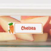 Niedlich Kawaii Orange Carrots Rectangle Kids Name Etiketten (Befestigt)