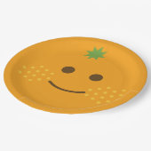 Niedlich Kawaii Orange Pappteller (Schrägansicht)