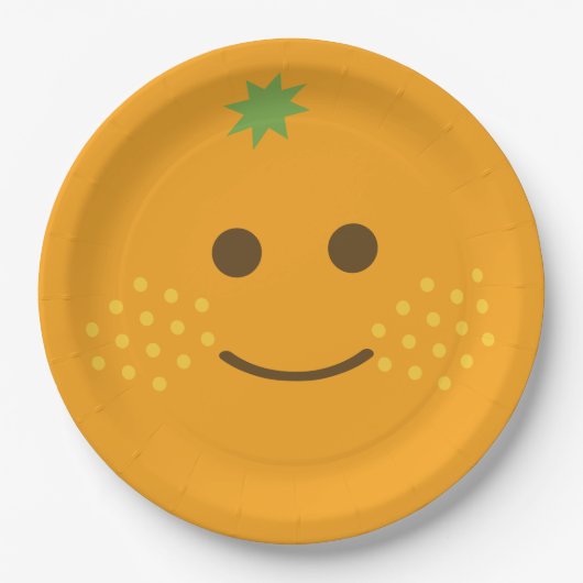 Niedlich Kawaii Orange Pappteller (Vorderseite)